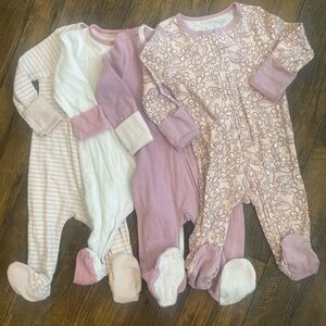 NEW Cloud Island Pink and White Kids Footies Set 100% cotton